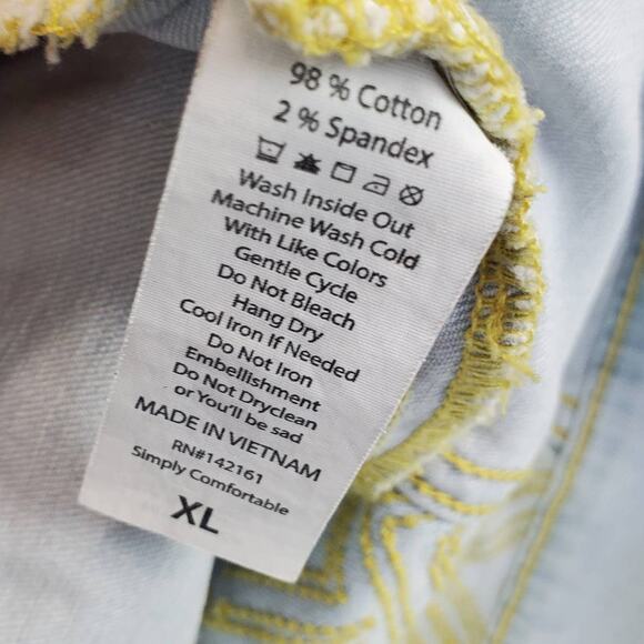 Cottagecore Southwestern Cowgirl Baby Blue Denim Jacket Yellow Embroidered XL - Picture 8 of 13